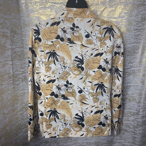 VINTAGE🧚‍♀️CREAM/TAN floral print cotton blend women’s jacket size 8 - Picture 7 of 10